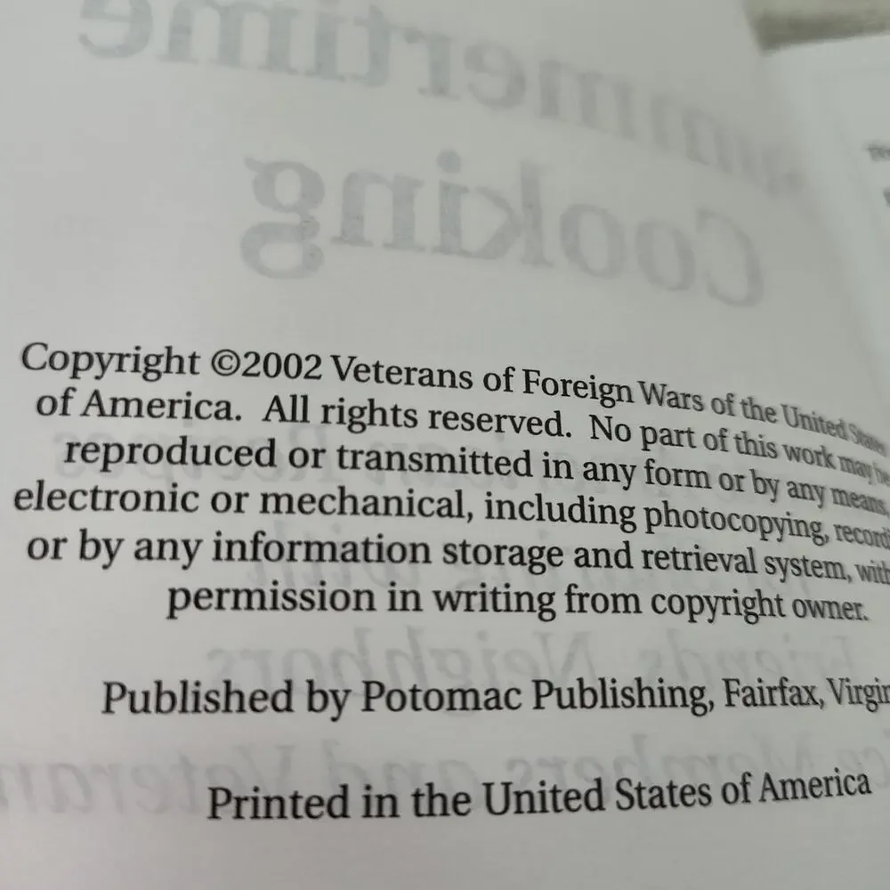 VFW‎ Summertime Cooking 2002 Volume 6 Cookbook Booklet Recipes